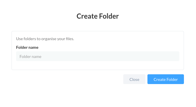 Create Folder modal screen